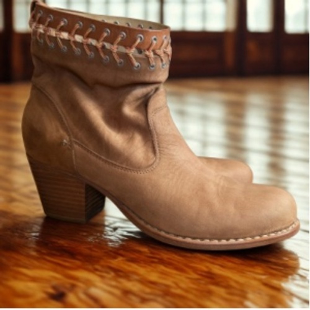 Rag & Bone Ankle Boots Tan Brown Womens Size 40 Whipstitch Leather Boho Western